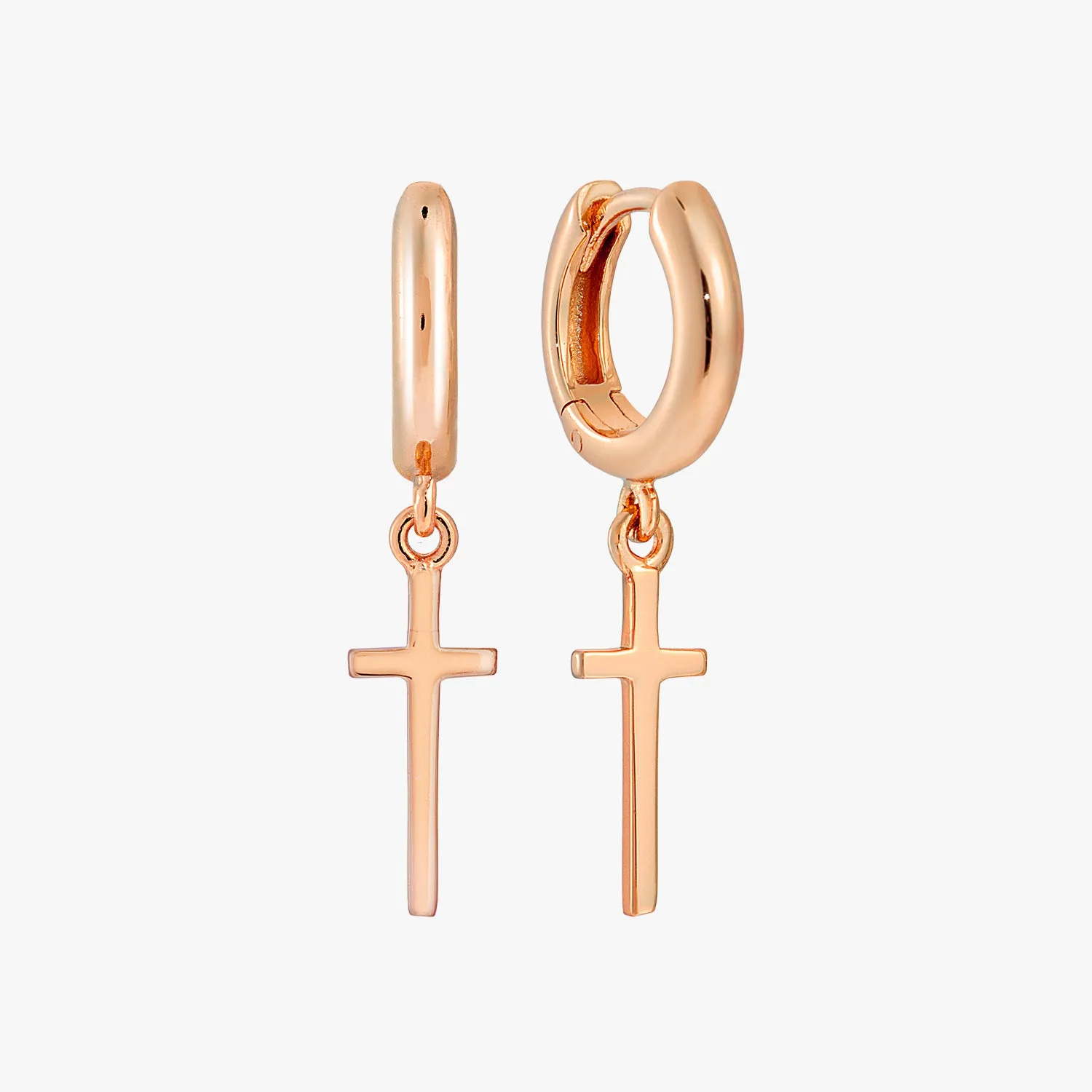 Cross Dangle Hoop Earrings