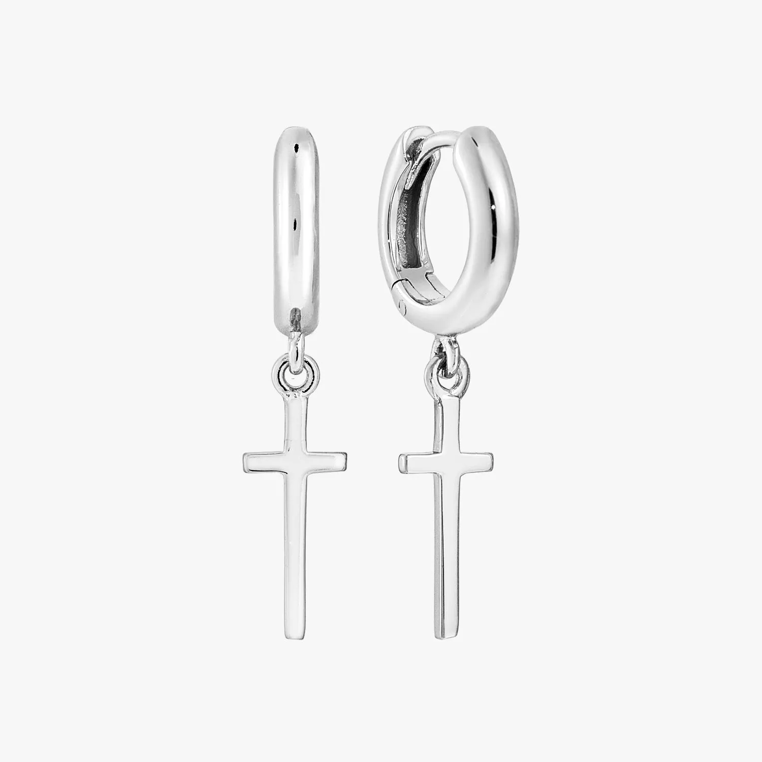 Cross Dangle Hoop Earrings