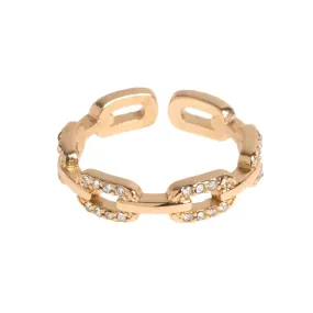 Crystal Chain Ring - White