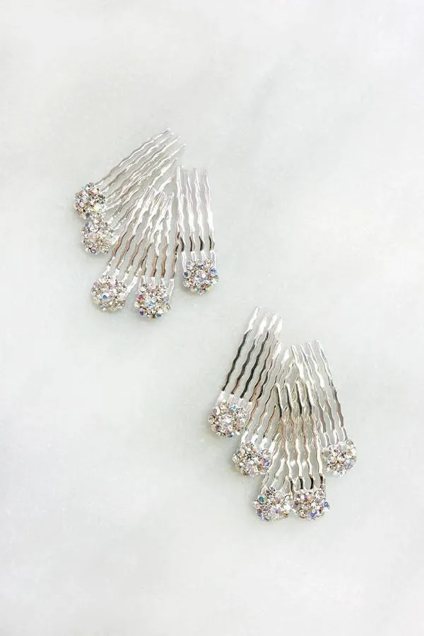 Crystal Cluster Mini Hair Comb 10-Piece Set