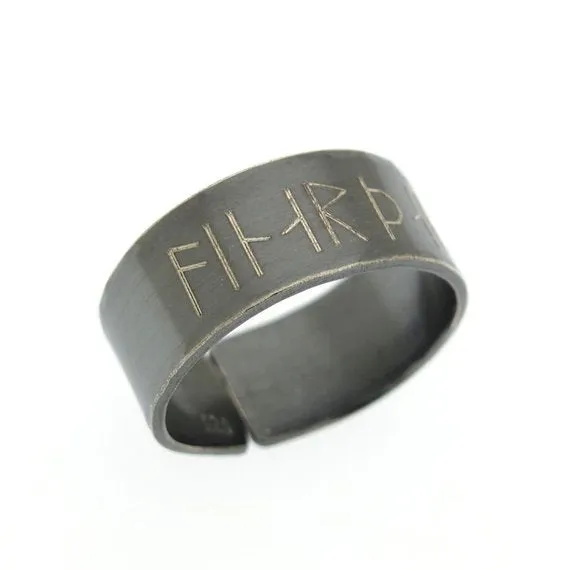 Custom Viking Ring - Elder Futhark Runes Ring