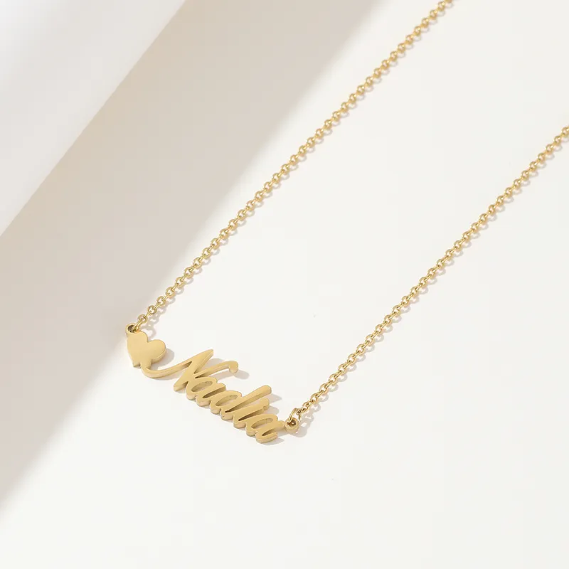 Customised English Heart Name Necklace