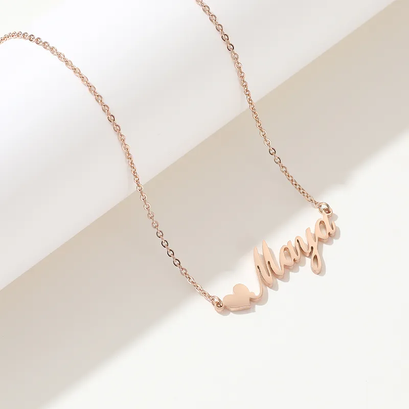 Customised English Heart Name Necklace