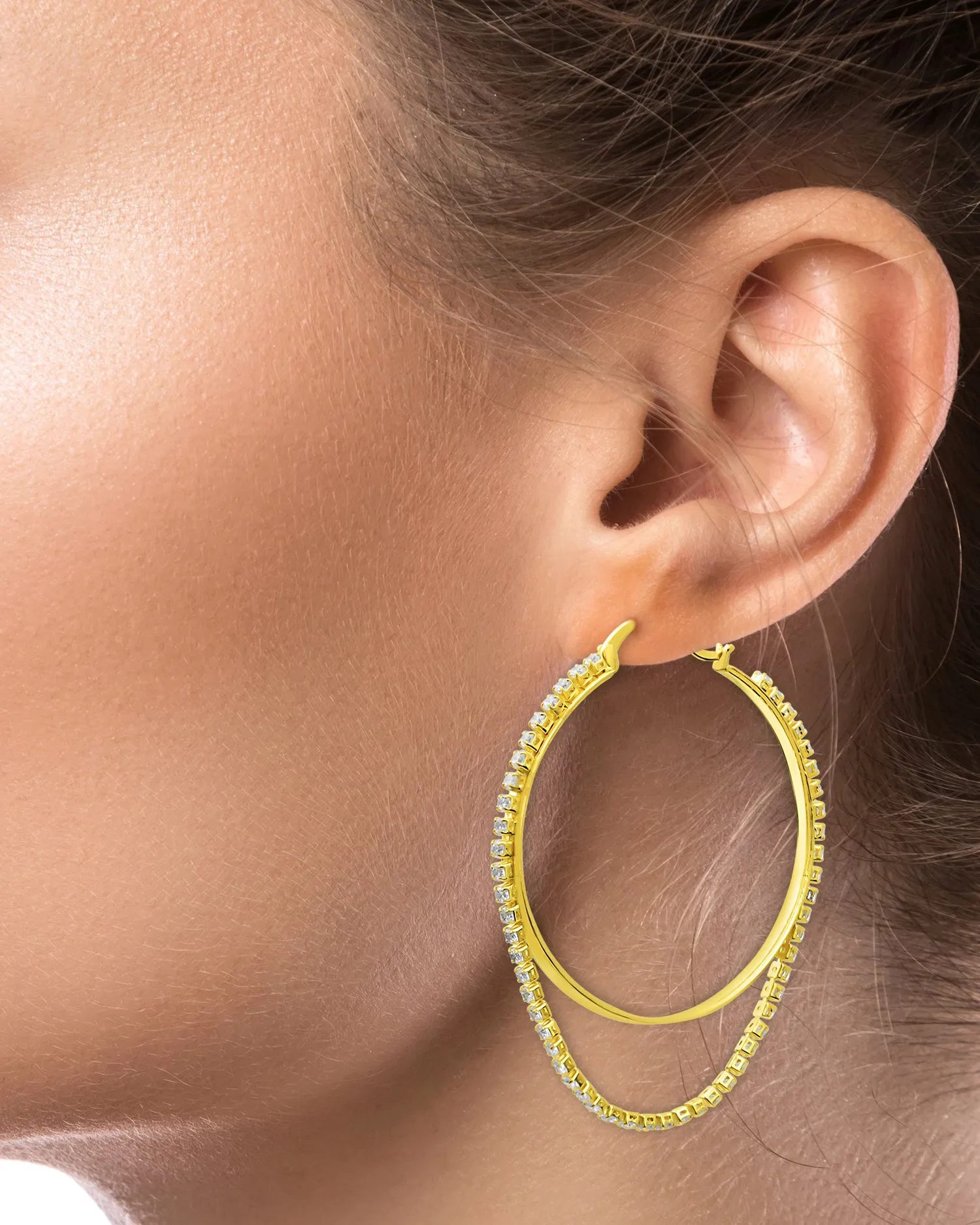 CZ Draped Hoop Earrings