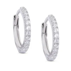 CZ Hinged Hoop Earrings - White