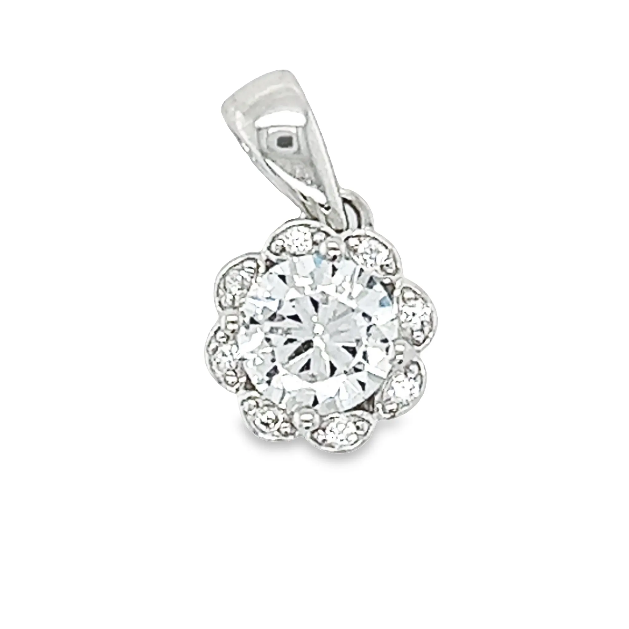 D1637 Small CZ Flower Pendant