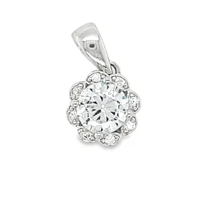 D1637 Small CZ Flower Pendant