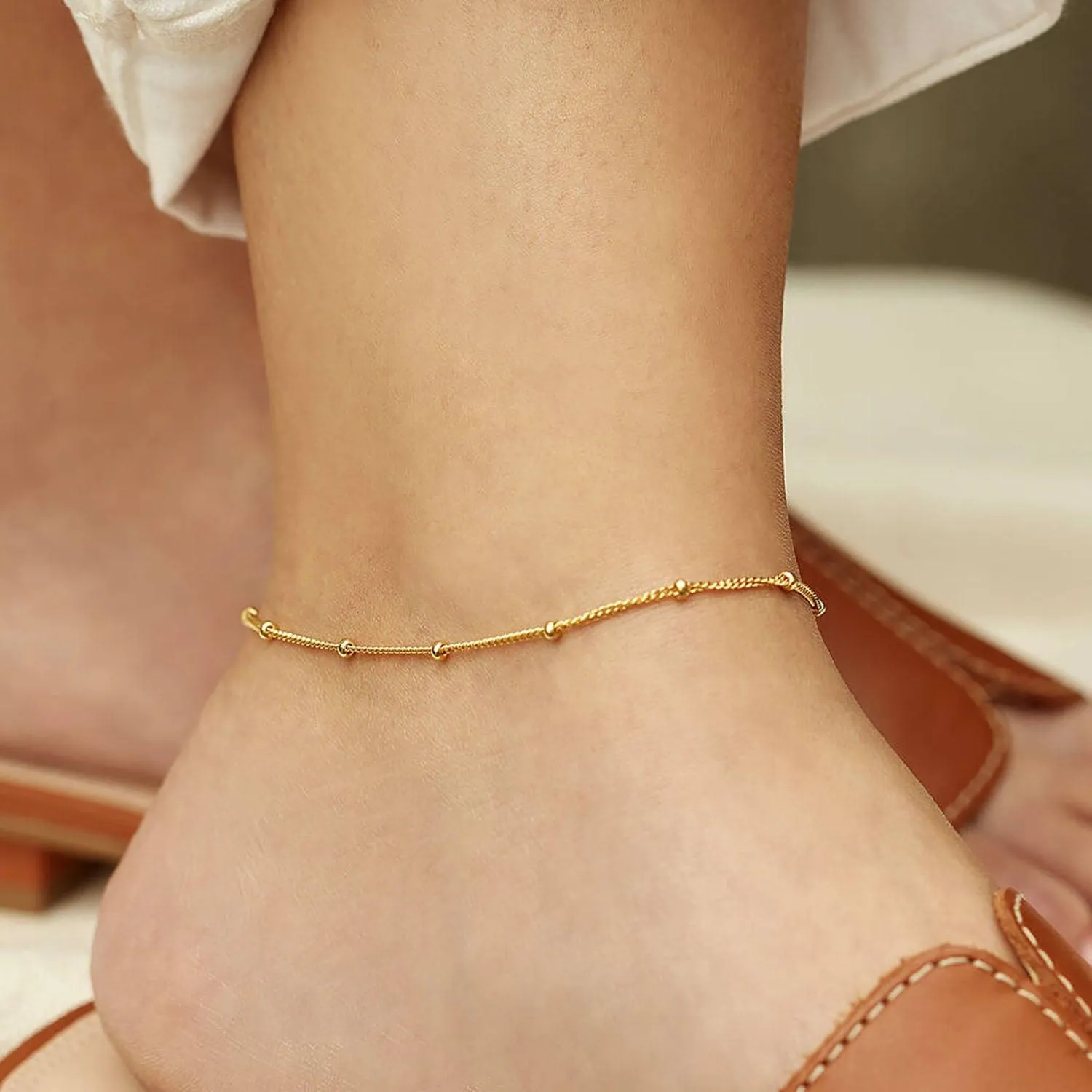 Dainty Bead Anklet - Single piece