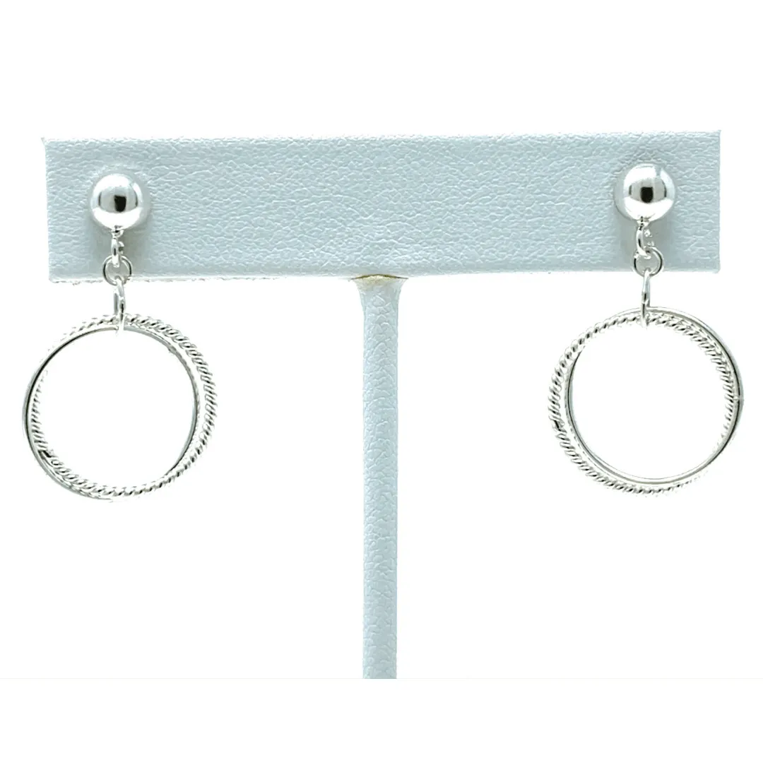 Dancing Linked Open Circle Sterling Silver Stud Earrings