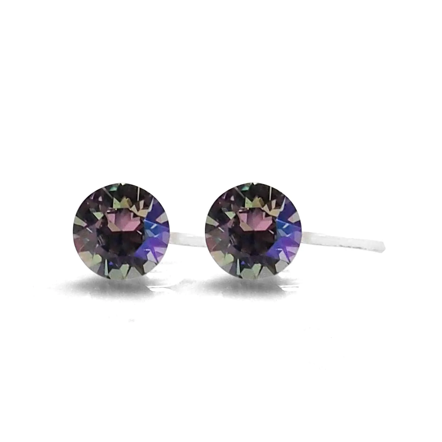 Dark Blue Swarovski Crystal Screw-Back Invisible Clip On Stud Stud Earrings