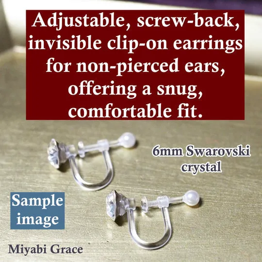 Dark Blue Swarovski Crystal Screw-Back Invisible Clip On Stud Stud Earrings