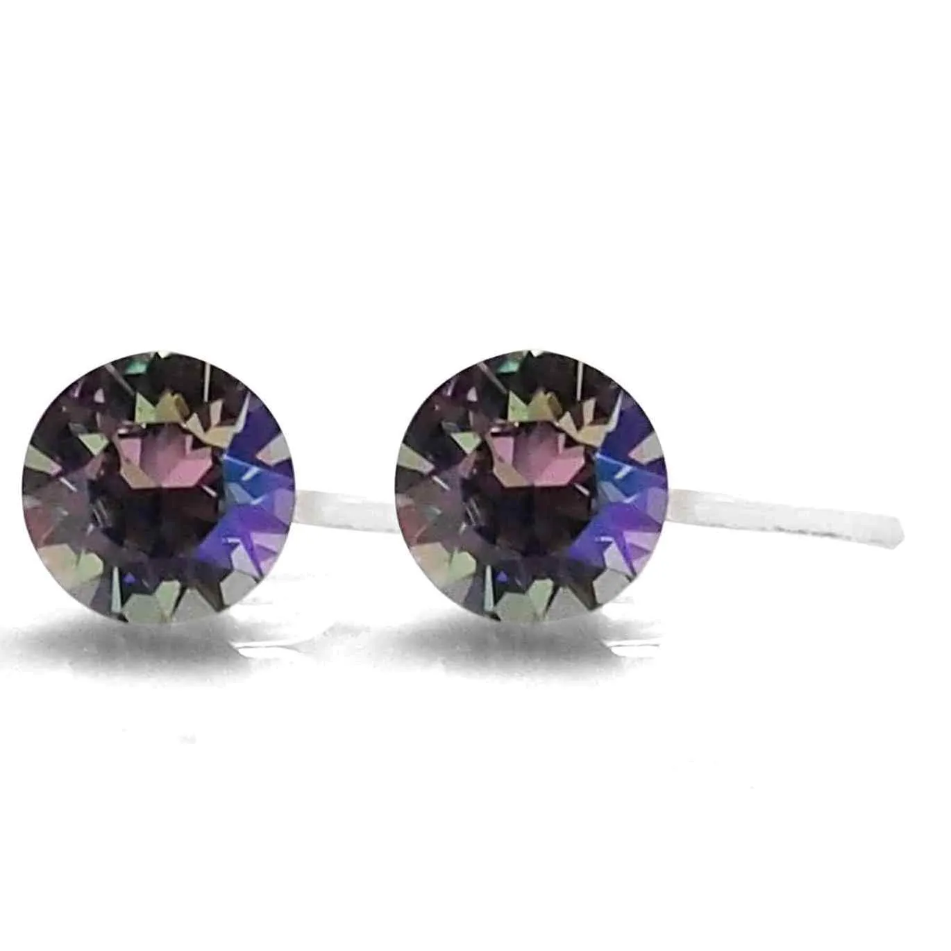 Dark Blue Swarovski Crystal Screw-Back Invisible Clip On Stud Stud Earrings