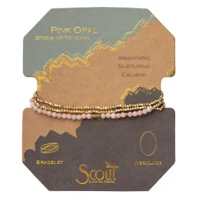 Delicate Stone Wrap Bracelet/Necklace - Pink Opal