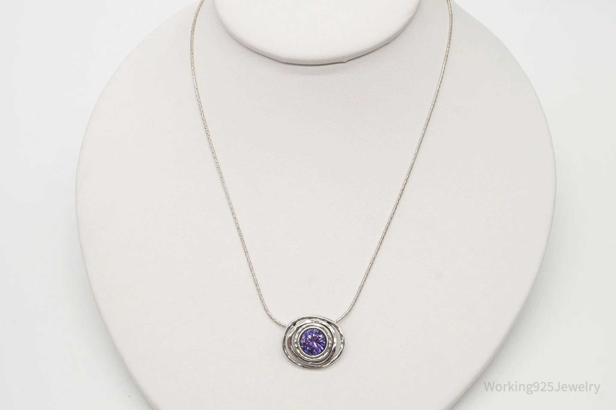 Designer Bili Purple Cubic Zirconia Sterling Silver Necklace