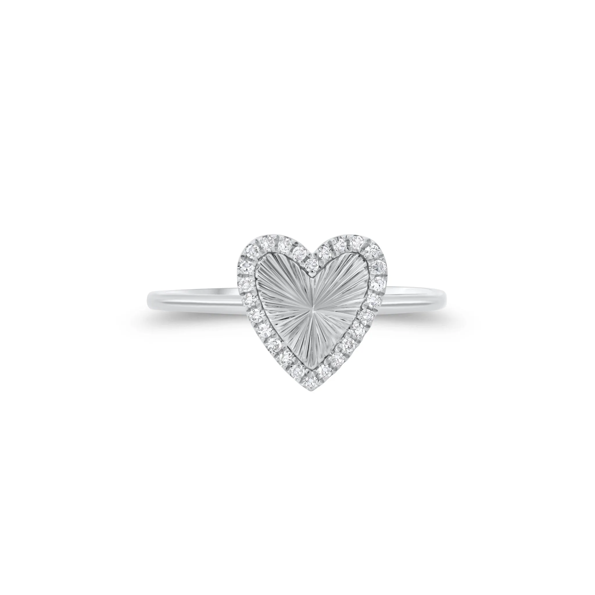 Diamond & Ridged Gold Heart Ring