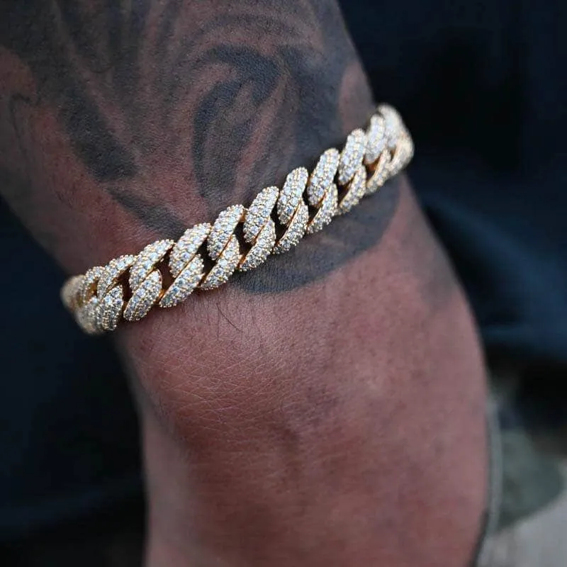 Diamond Cuban Link Bracelet 10mm in Yellow Gold