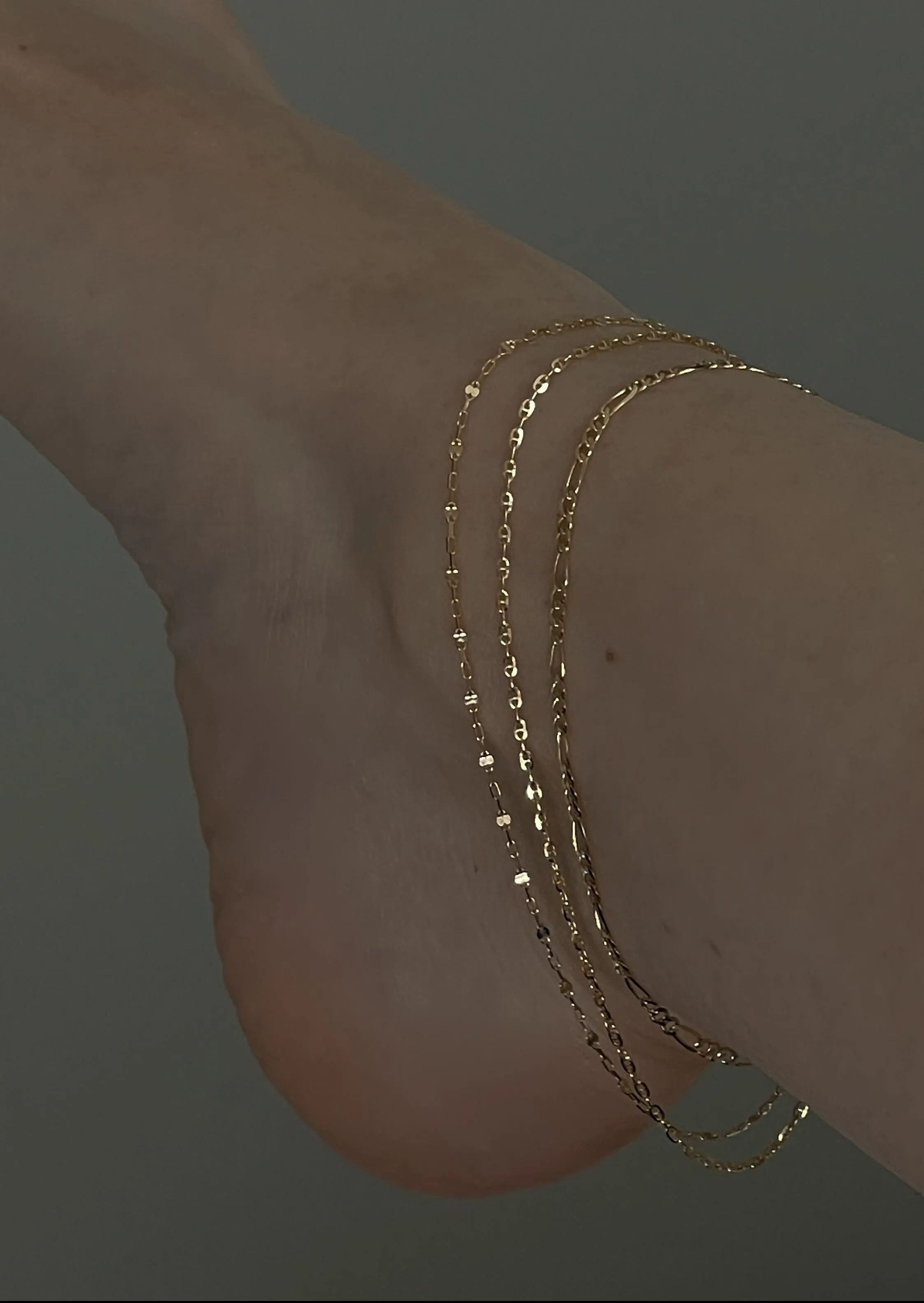 Diamond Cut Rolo Chain Anklet