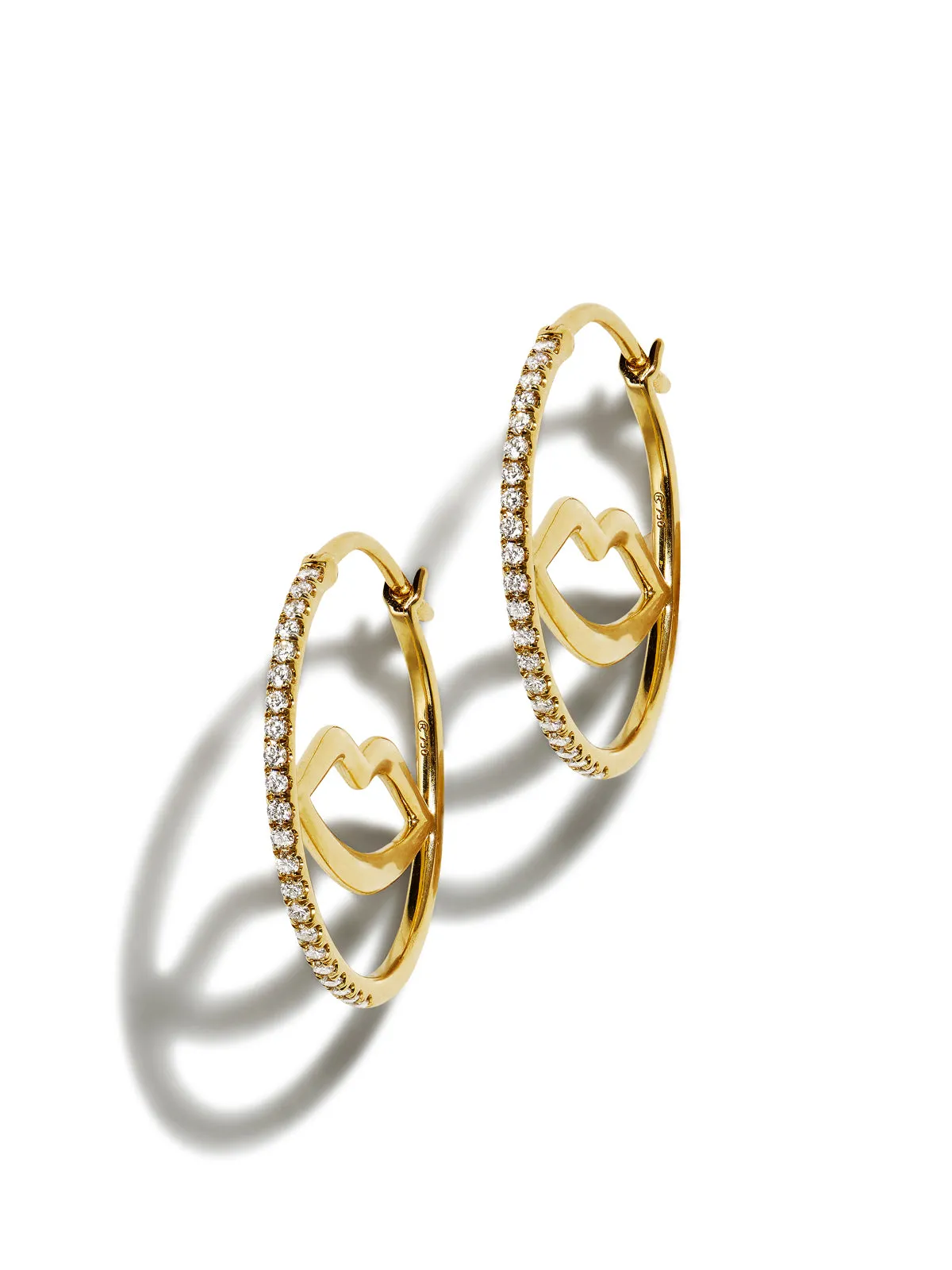 Diamond Medium OMG Yellow Gold Hoop Earrings