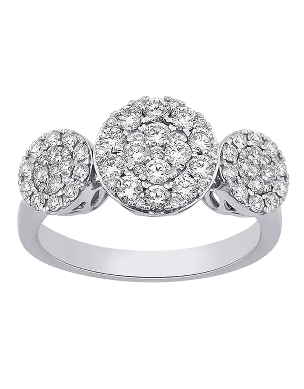 Diamond Ring - 14ct White Gold Diamond Set Trio Ring - 785007