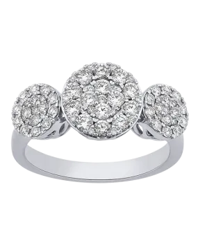 Diamond Ring - 14ct White Gold Diamond Set Trio Ring - 785007