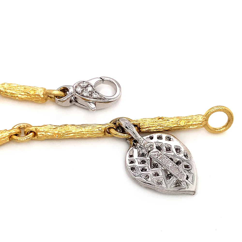 Diamond Yellow & White Gold Link Bracelet - "Aspen Branch"