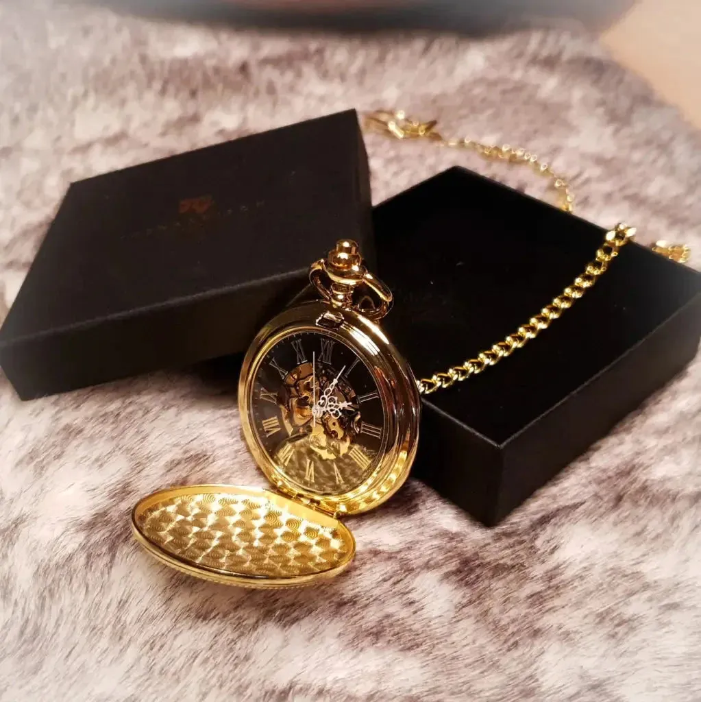 Double Cover Skeleton Pocket Watch