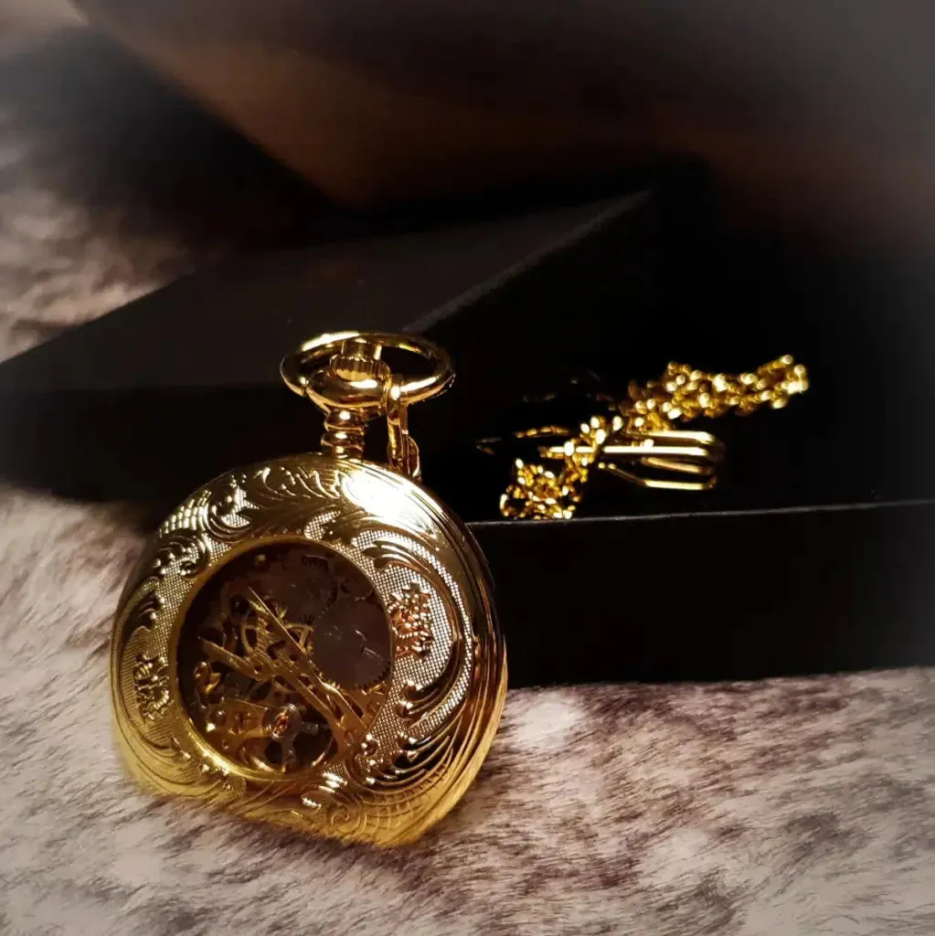 Double Cover Skeleton Pocket Watch