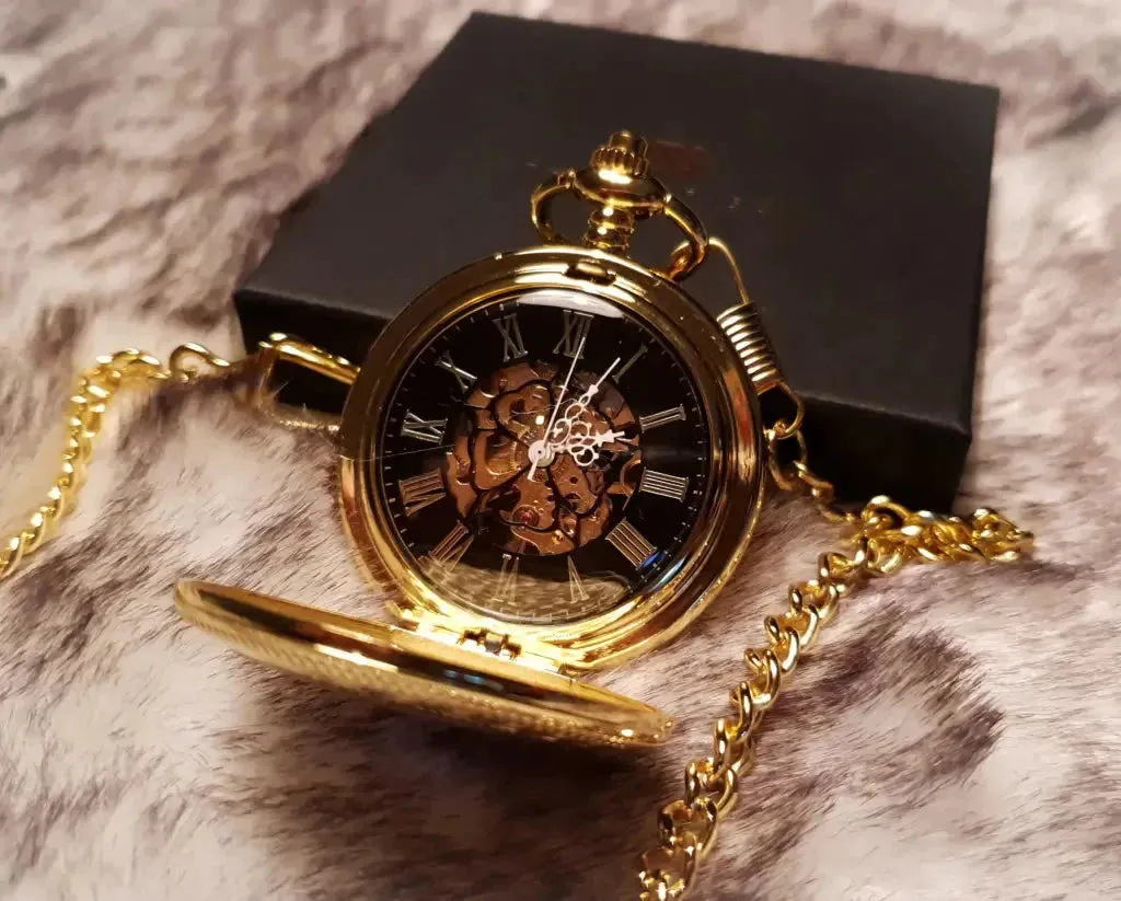 Double Cover Skeleton Pocket Watch