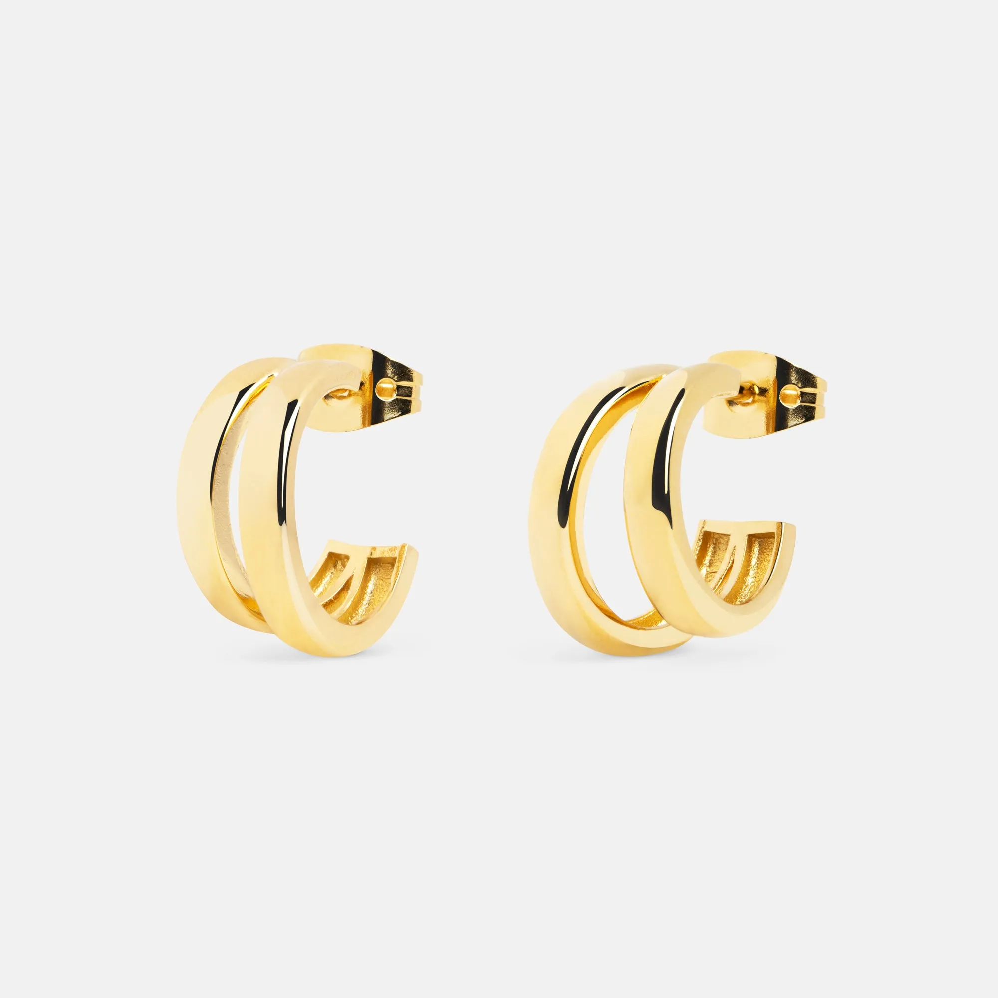 Double Gold Hoop Earrings