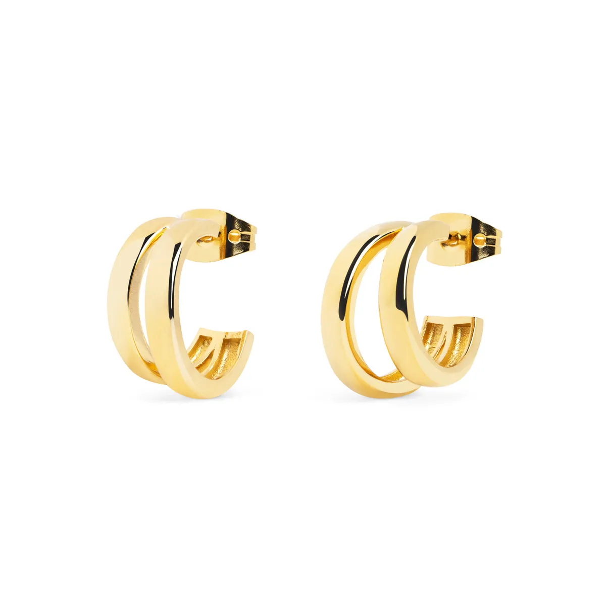 Double Gold Hoop Earrings