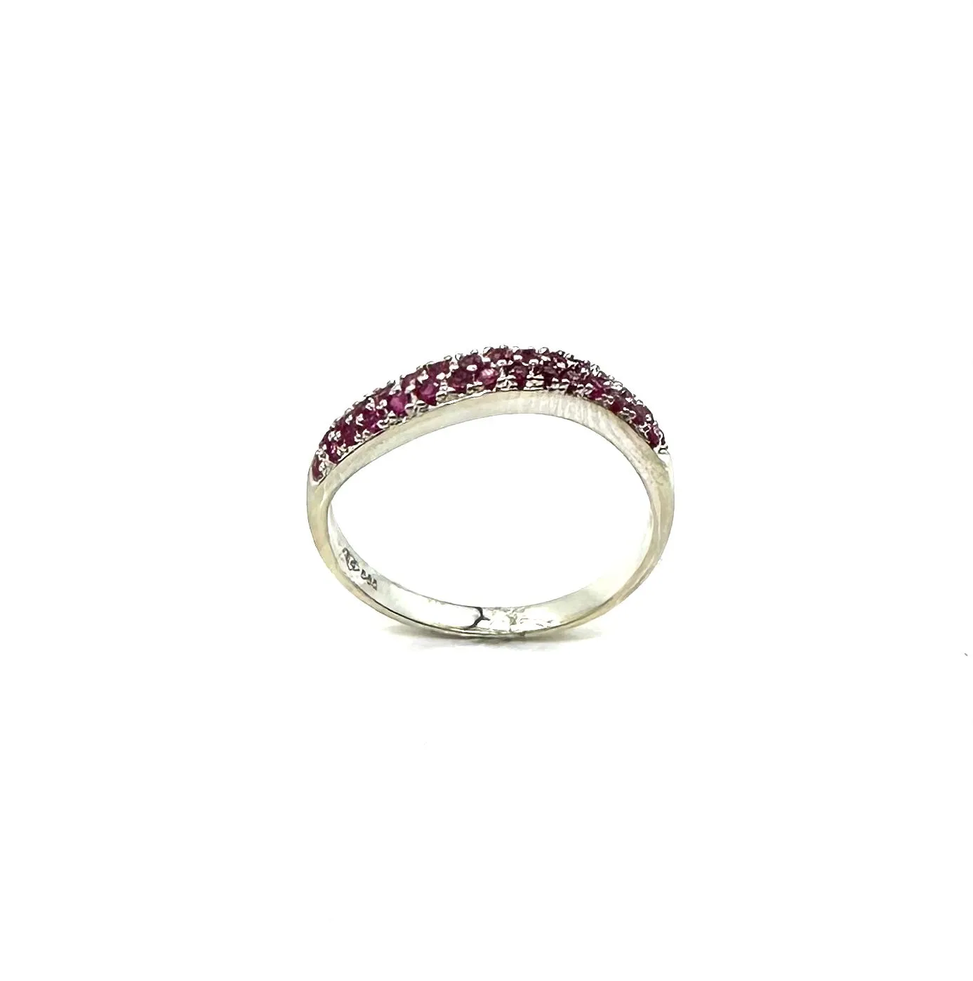 Double Row Ruby Wavy Band