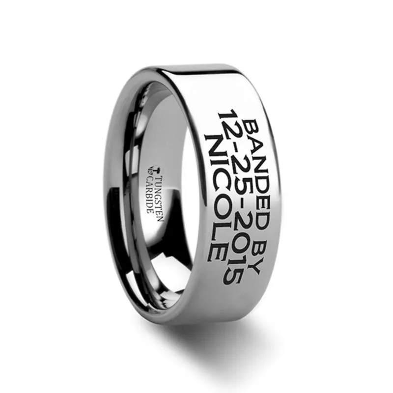 Duck Band Style Flat Tungsten Memorial Ring for Men and Women - 4MM - 12MM