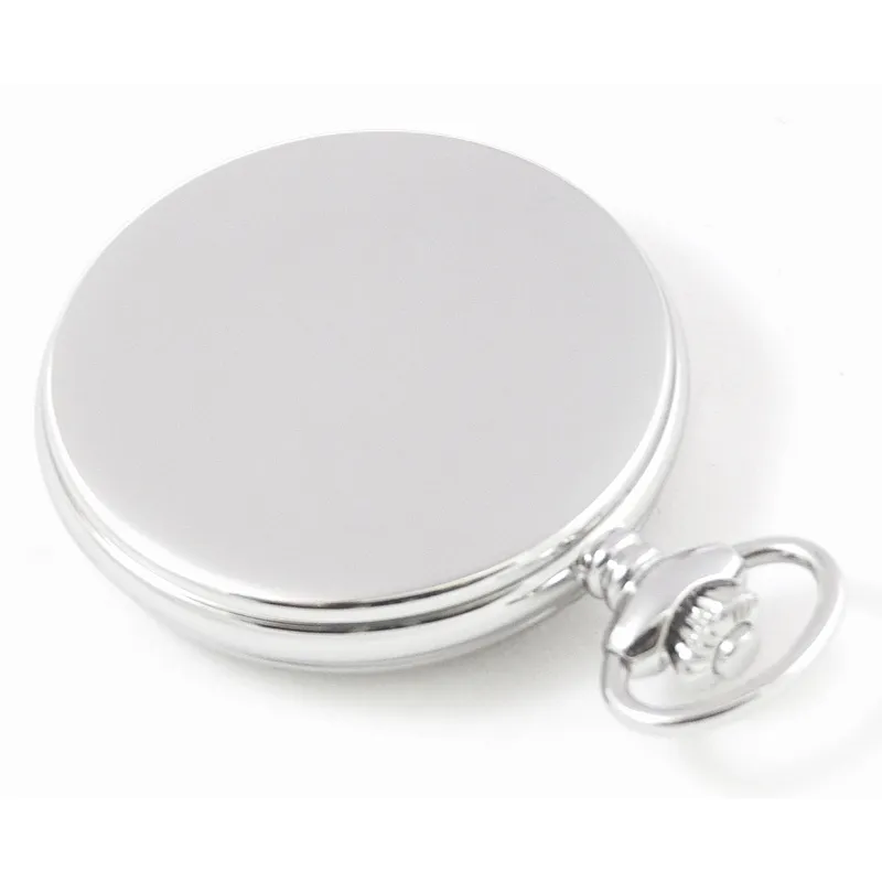 Dueber 312-110 Pocket Watch, Swiss Made Movement, High Polished Chrome Plated Steel Case