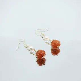 Dunhuang Pearl and Gemstone Pumpkin Earrings