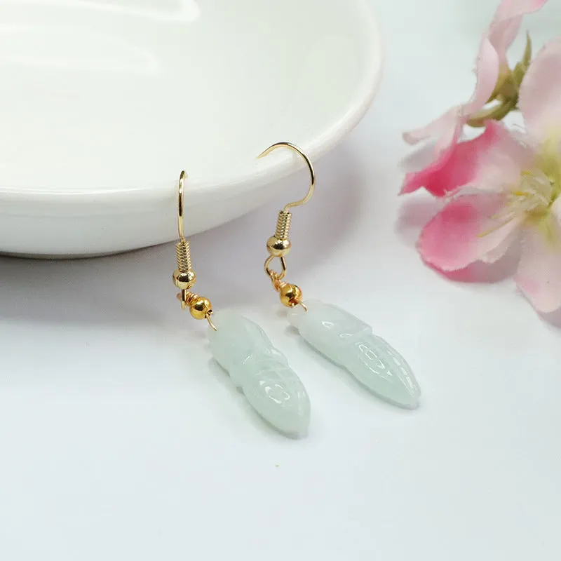 Ear Hooks Earrings adorned with Genuine Burmese Emerald Jade