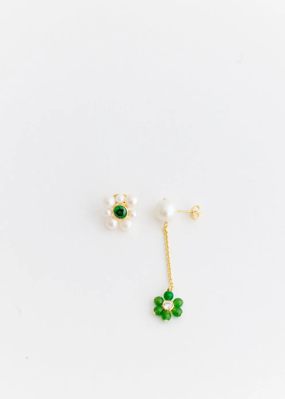 Earrings With Freshwater Pearls And Jade Beads