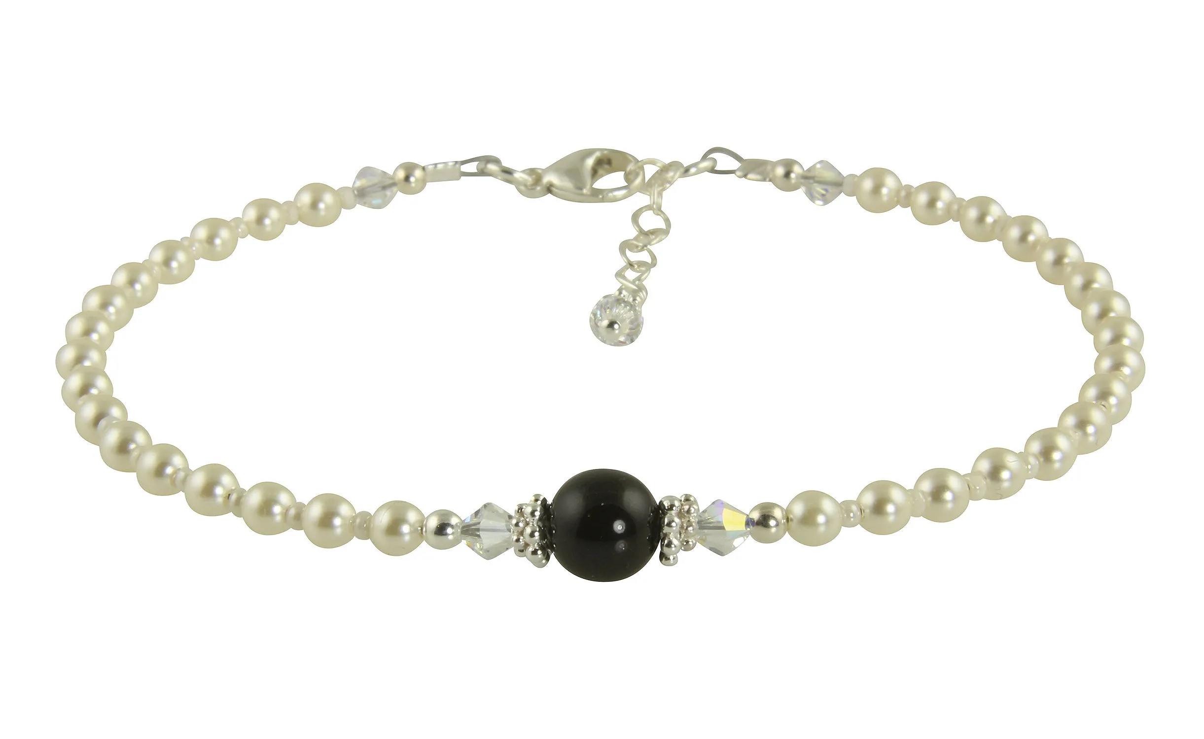 Elegant Black Pearl Beaded Anklet