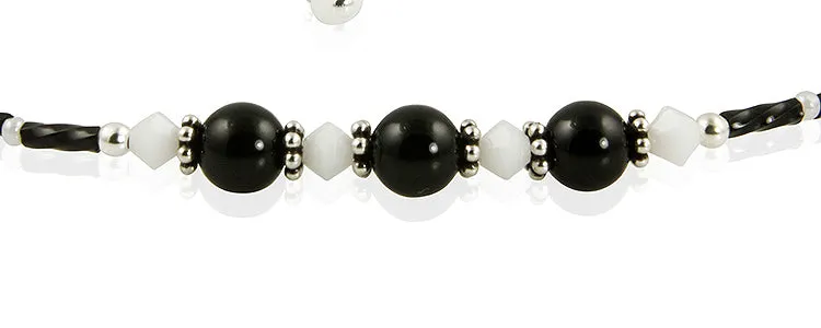 Elegant Crystal Onyx Gemstone Beaded Anklet