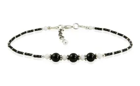 Elegant Crystal Onyx Gemstone Beaded Anklet