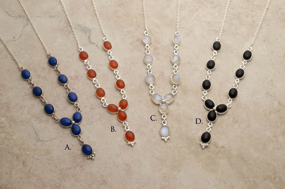 Elegant oval gemstone necklaces