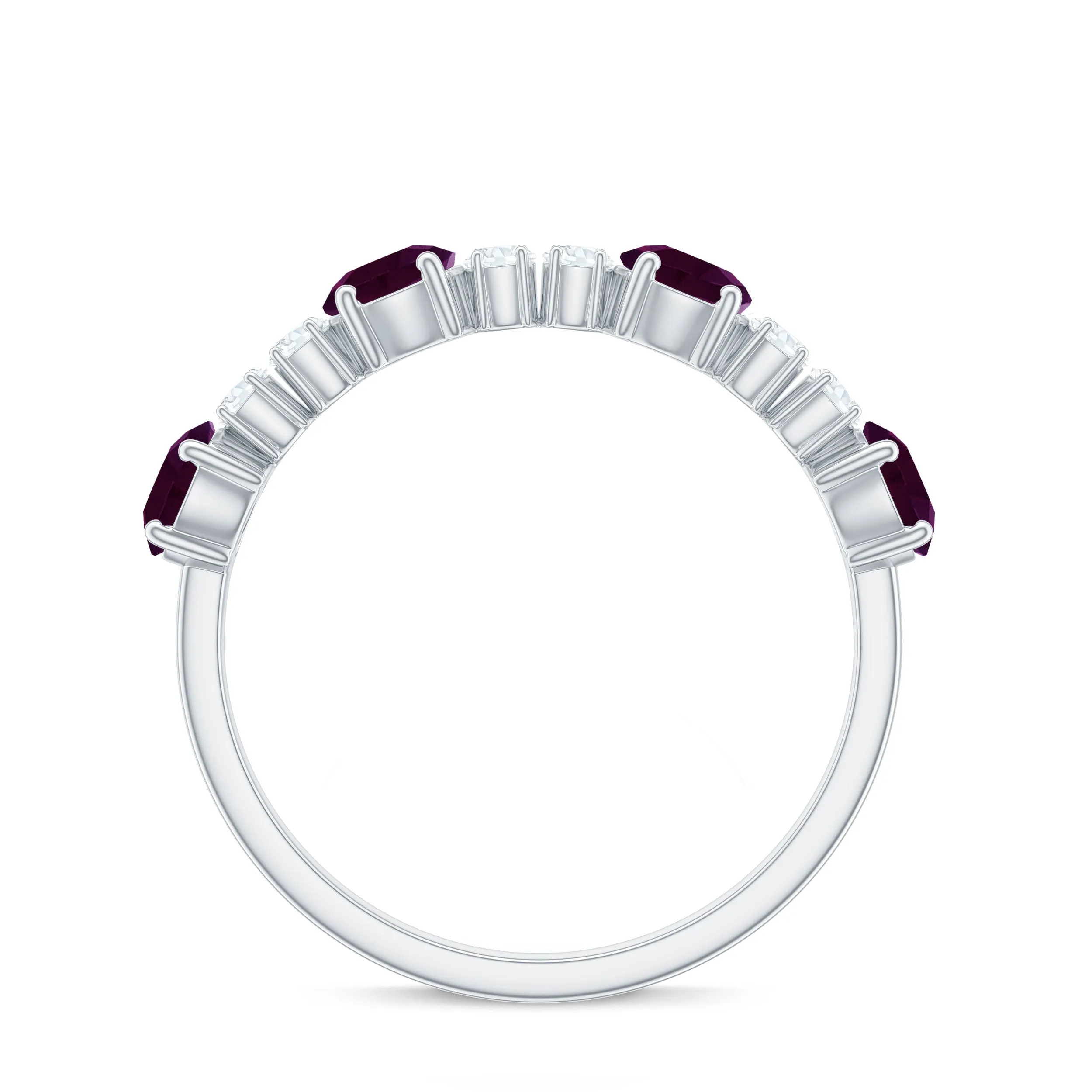 Elegant Rhodolite and Diamond Half Eternity Ring