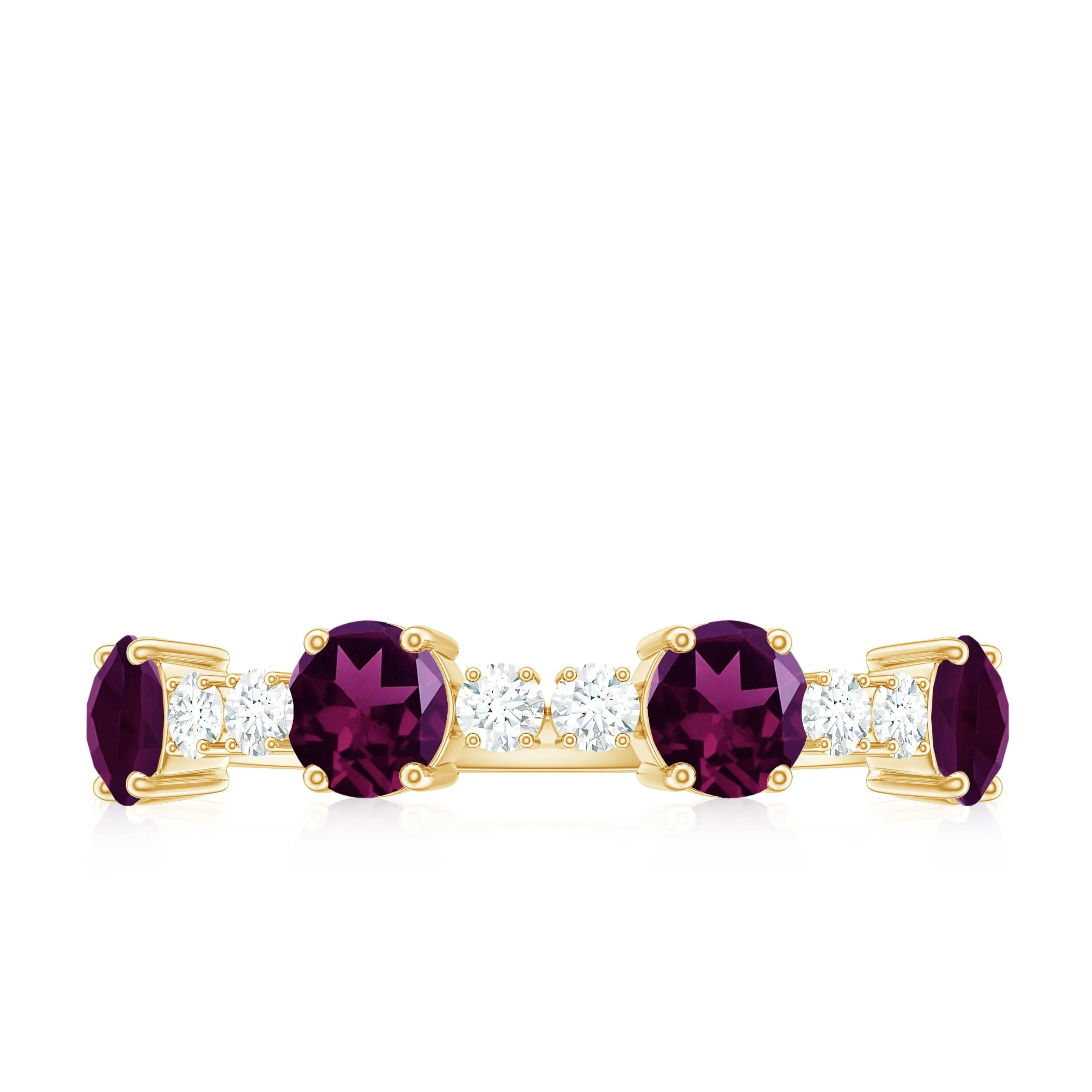 Elegant Rhodolite and Diamond Half Eternity Ring