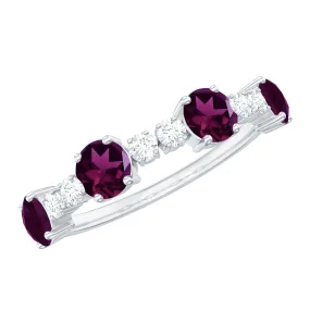 Elegant Rhodolite and Diamond Half Eternity Ring