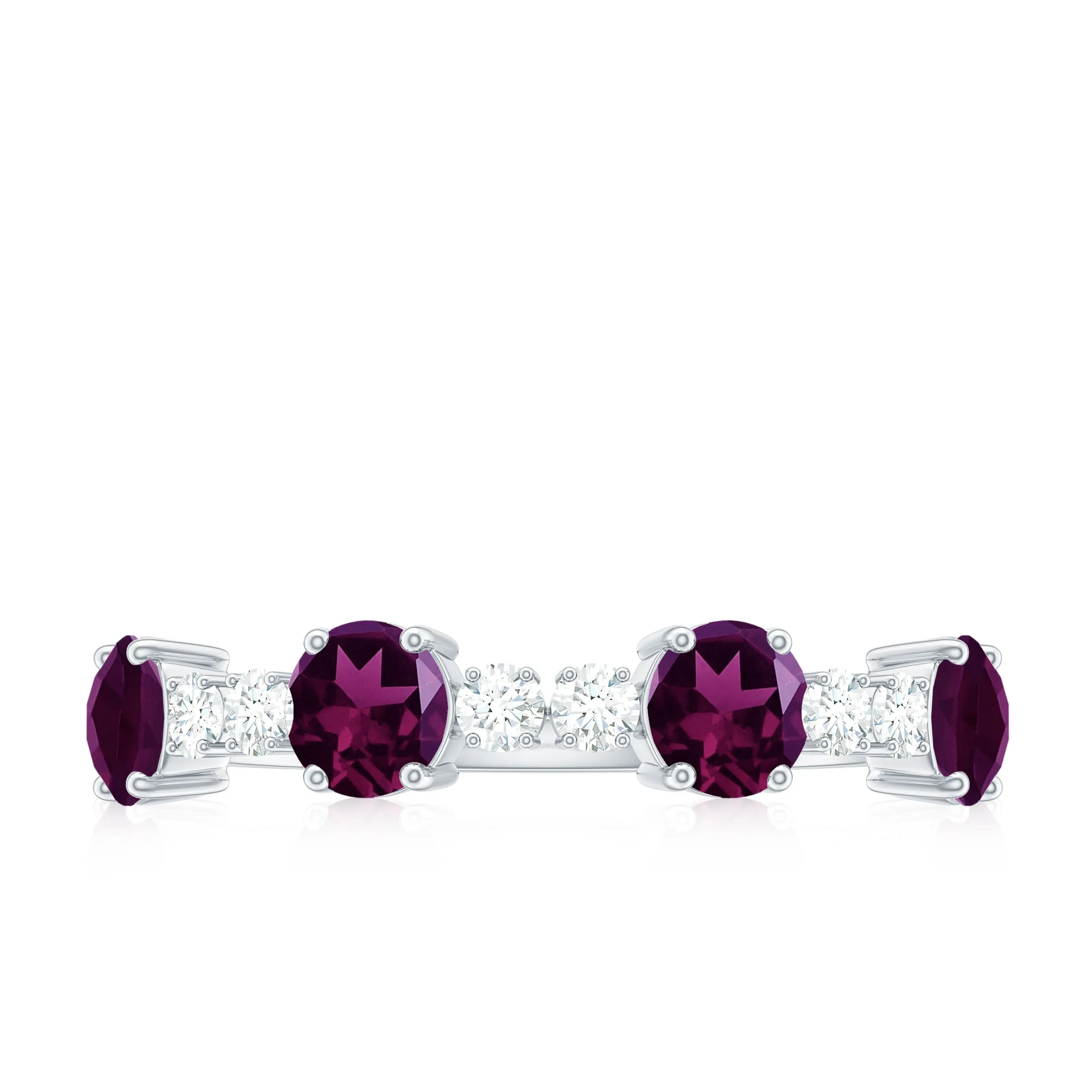 Elegant Rhodolite and Diamond Half Eternity Ring