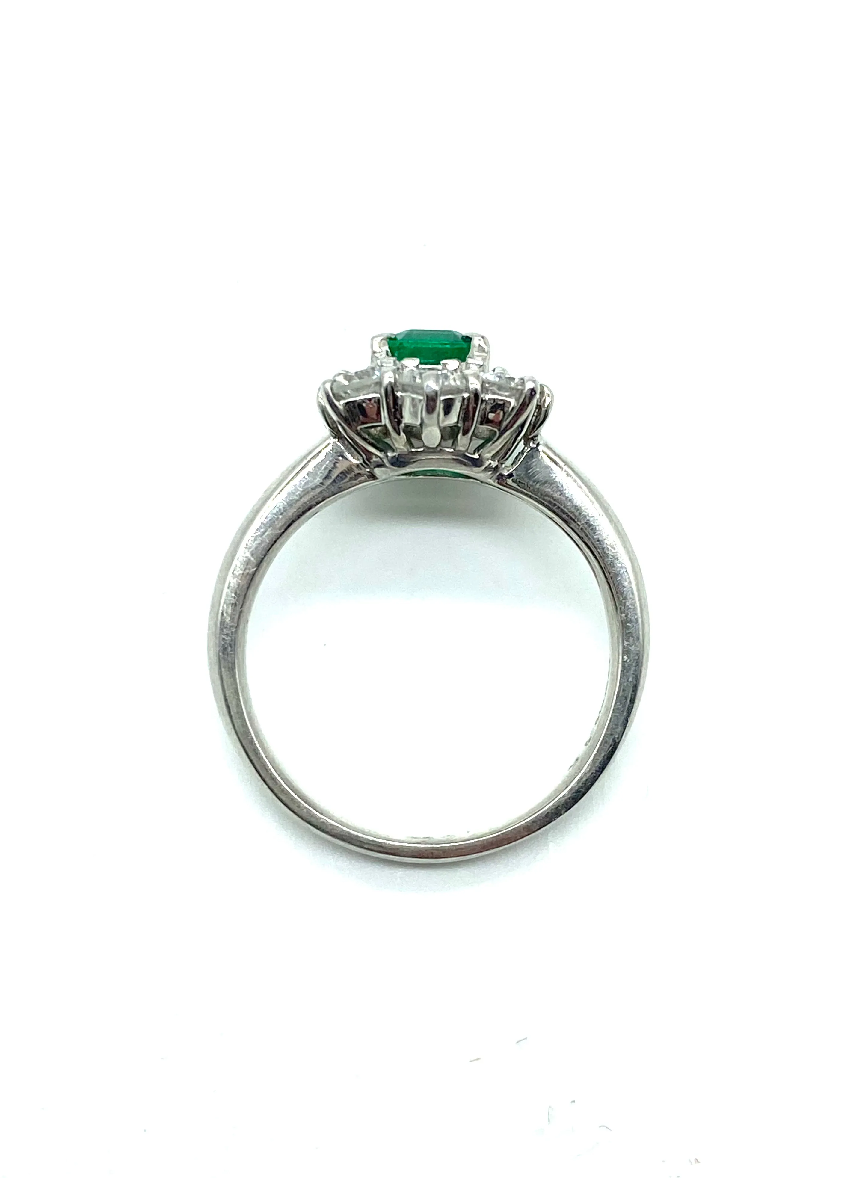 Emerald and Diamond Halo Ring