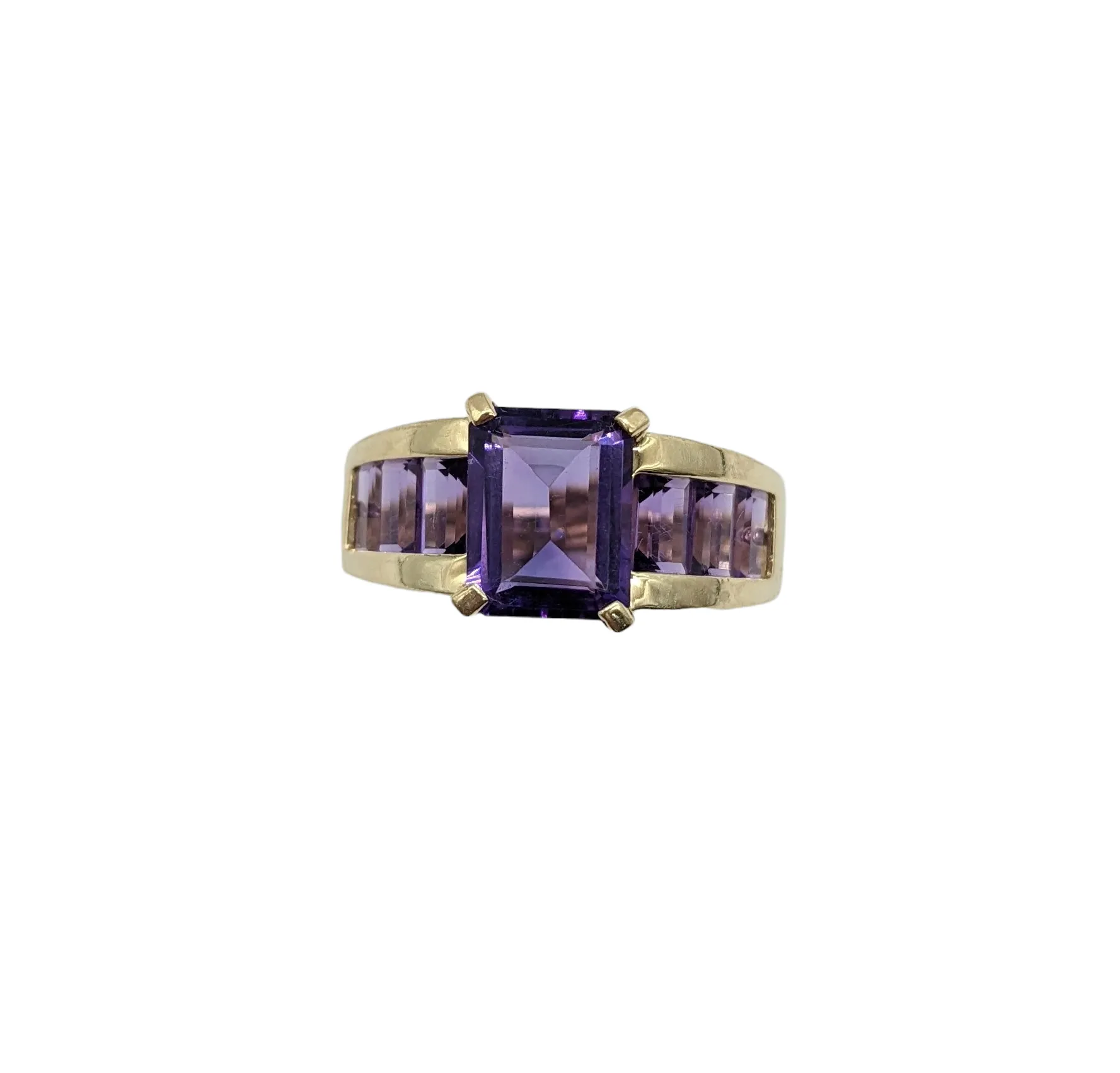 Emerald Cut Amethyst Gemstone Ring