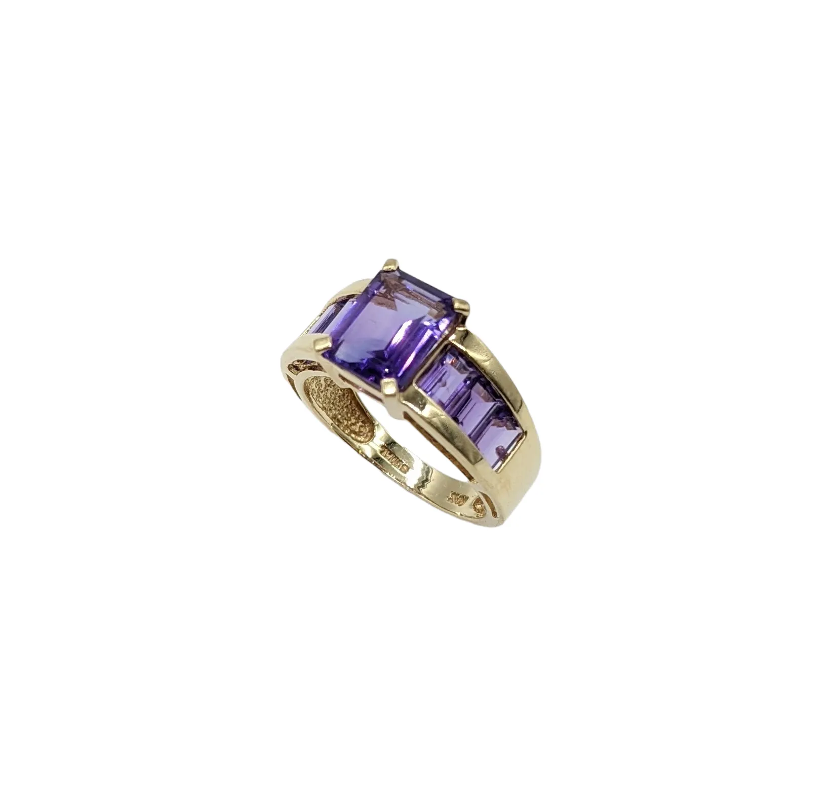 Emerald Cut Amethyst Gemstone Ring