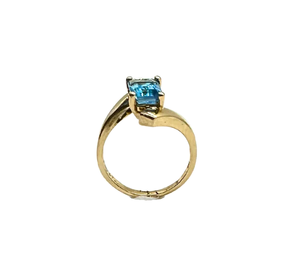 Emerald-Cut Blue Topaz Ring