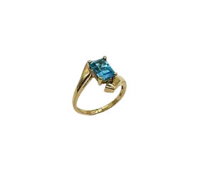 Emerald-Cut Blue Topaz Ring