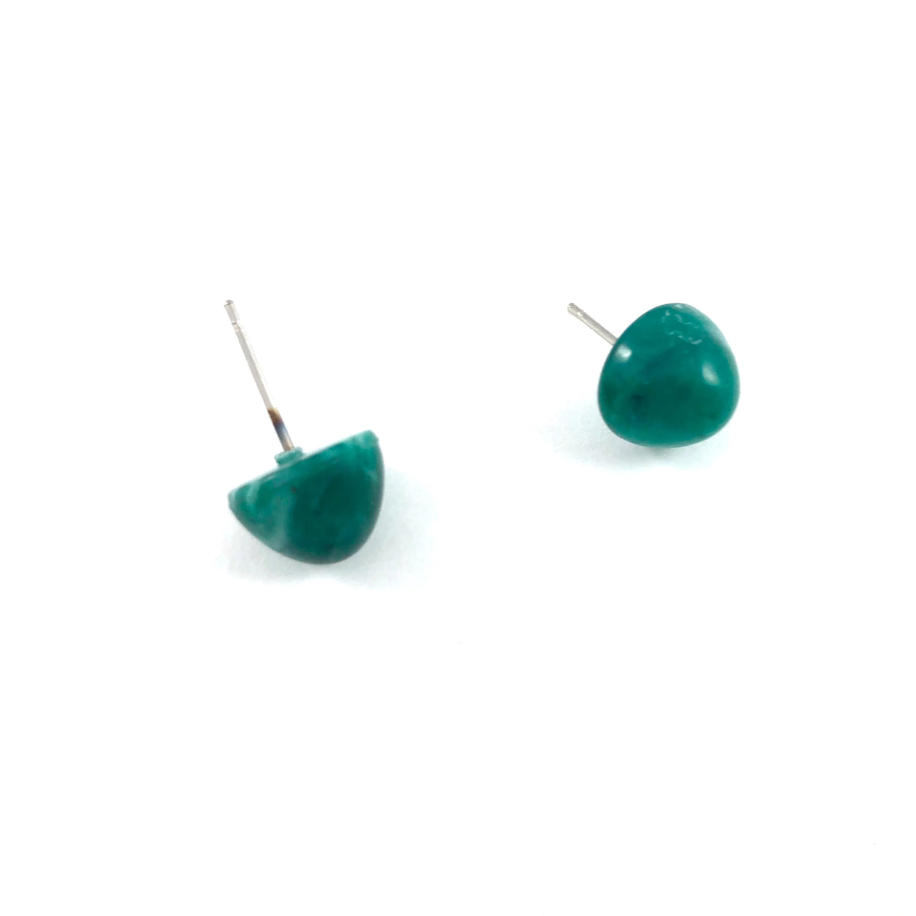 Emerald Green Marbled Gumdrop Stud Earrings